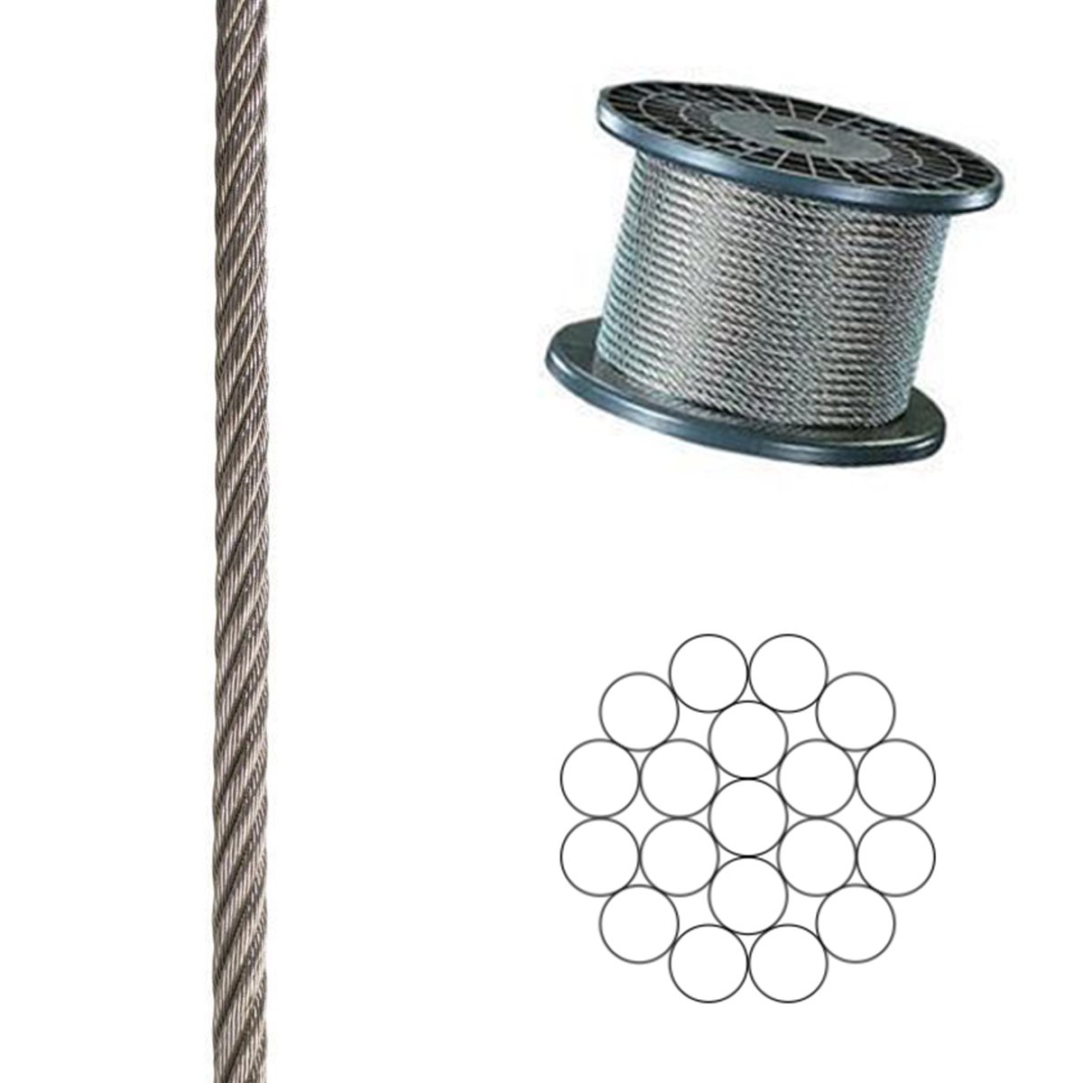 lano  6mm oceľ 1x19drot Zn  nos. 3436kg