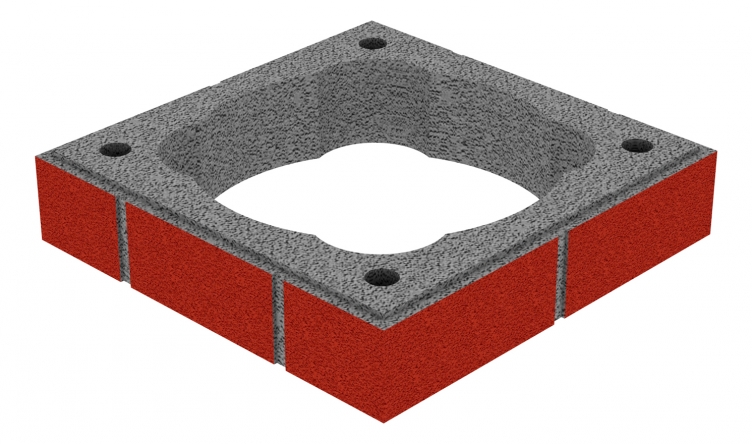 komín UNI dekoračná tvárnica o180-200 červená 360x360x85 15106