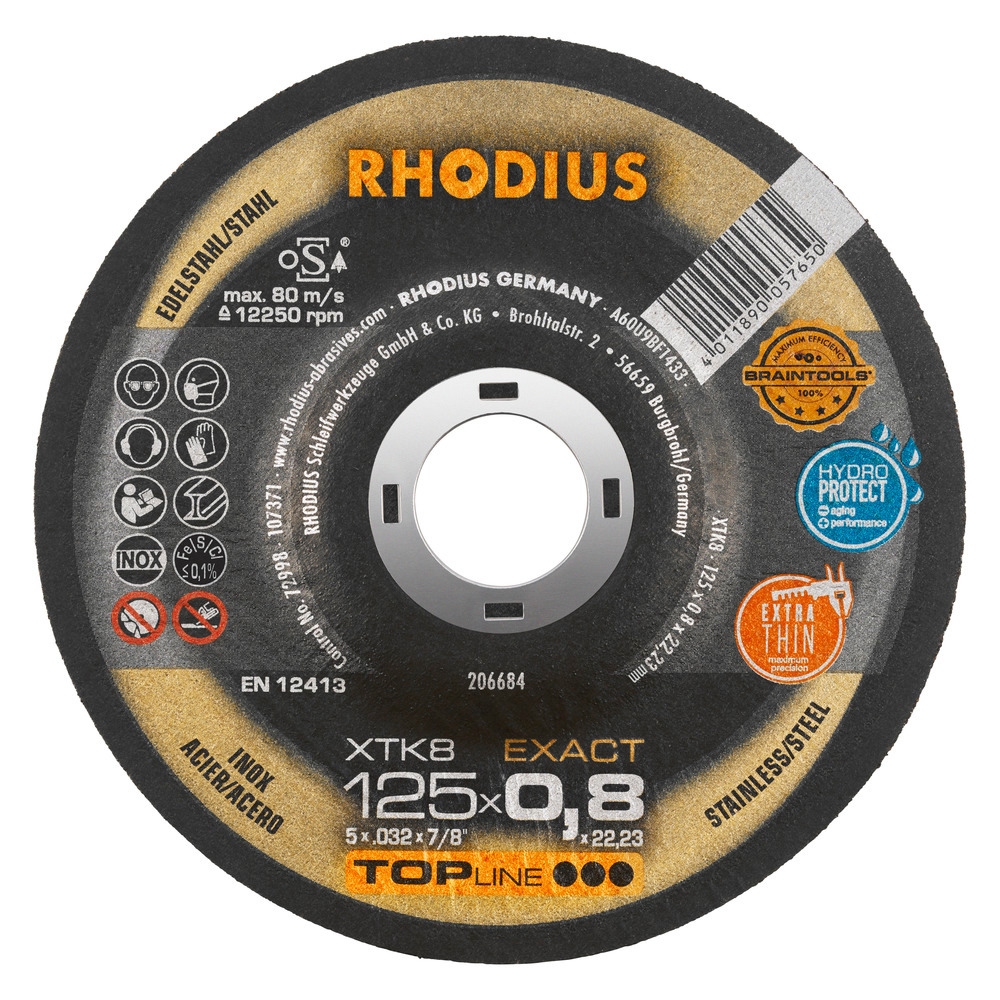 kotúč rezný nerez/kov 125x0,8 Rhodius XTK8  EXACT TOPline 