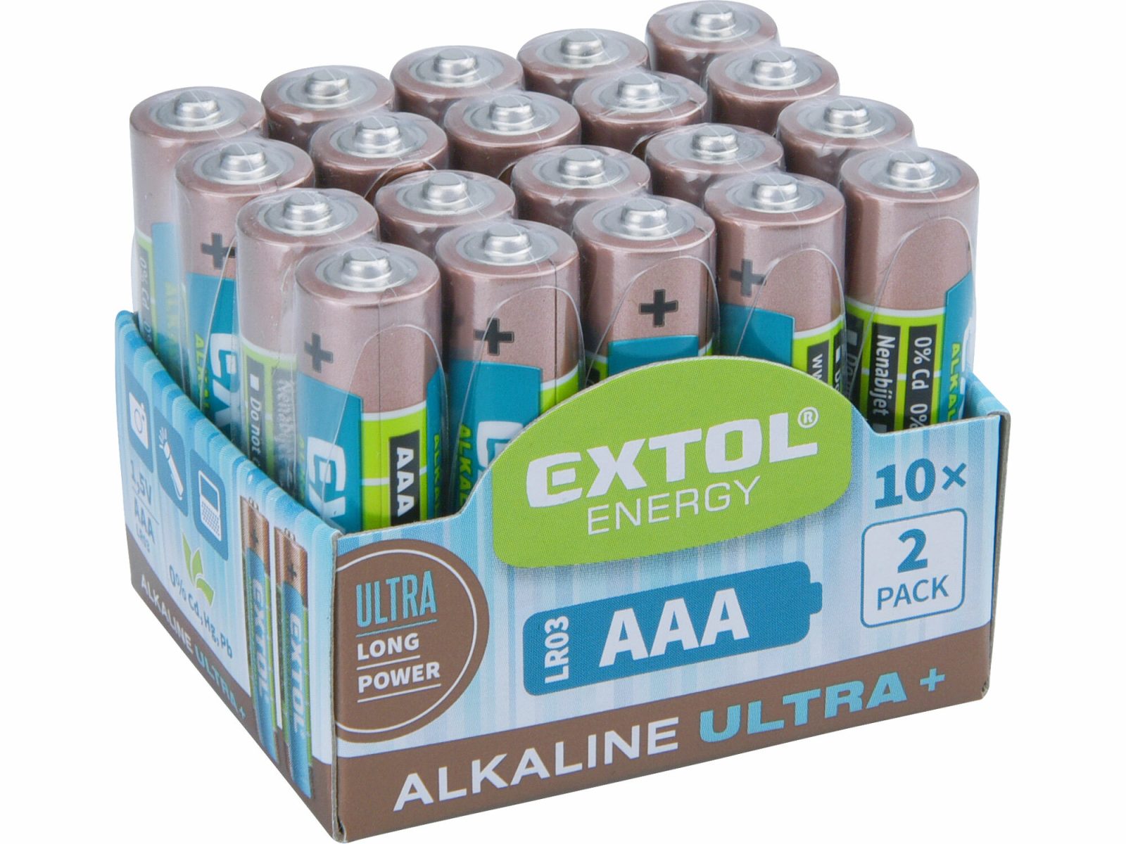 Batéria AAA  LR03 1,5V 20ks,alkalická ,bez kadmia, ortute a olova      EXTOL ENERGY