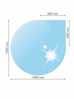 sklo pod kachle SLZA, 125X125 CM (65X65 CM) 8mm do rohu 12381