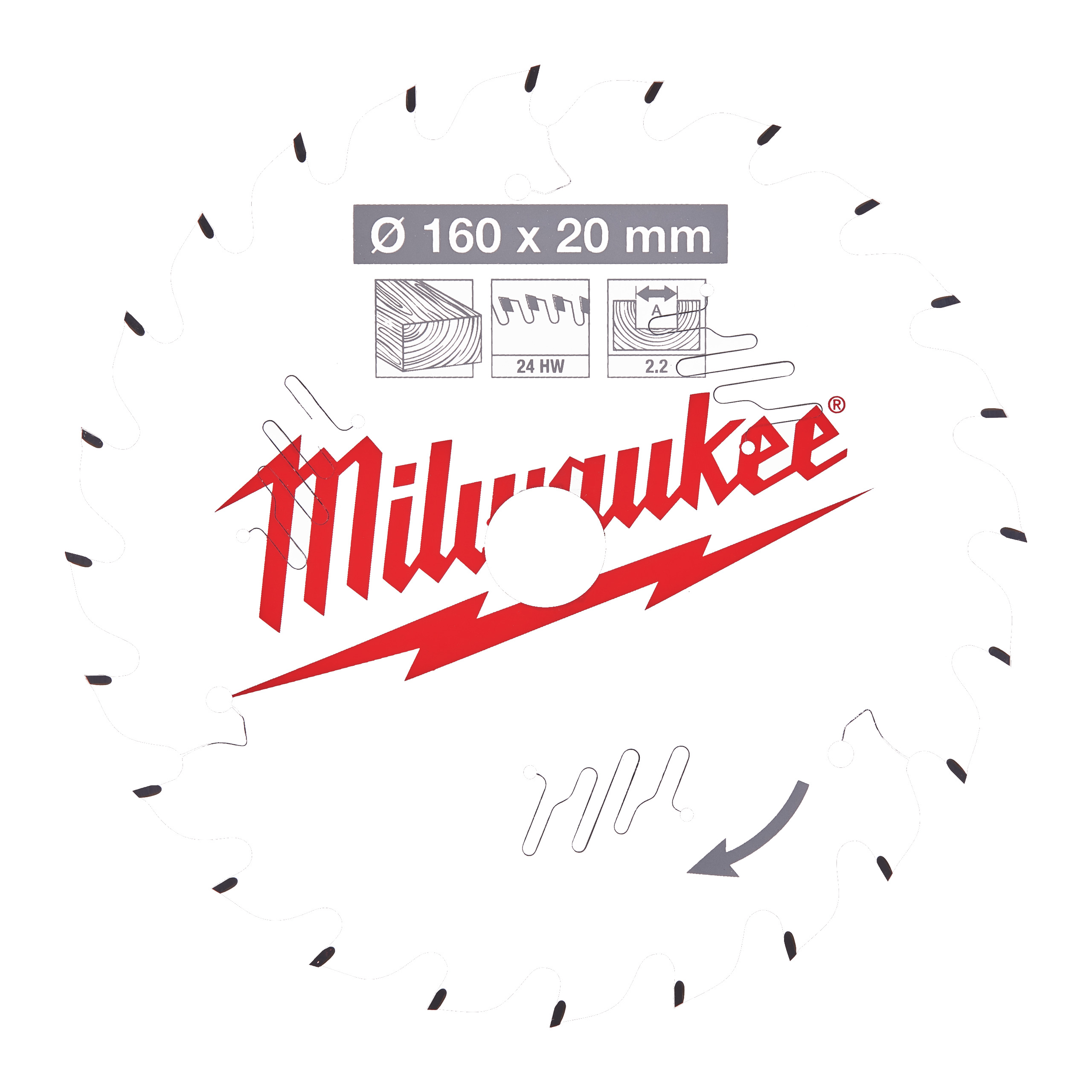 Milwaukee kotúč pilový drevo 160x20mm/24Z 4932471290
