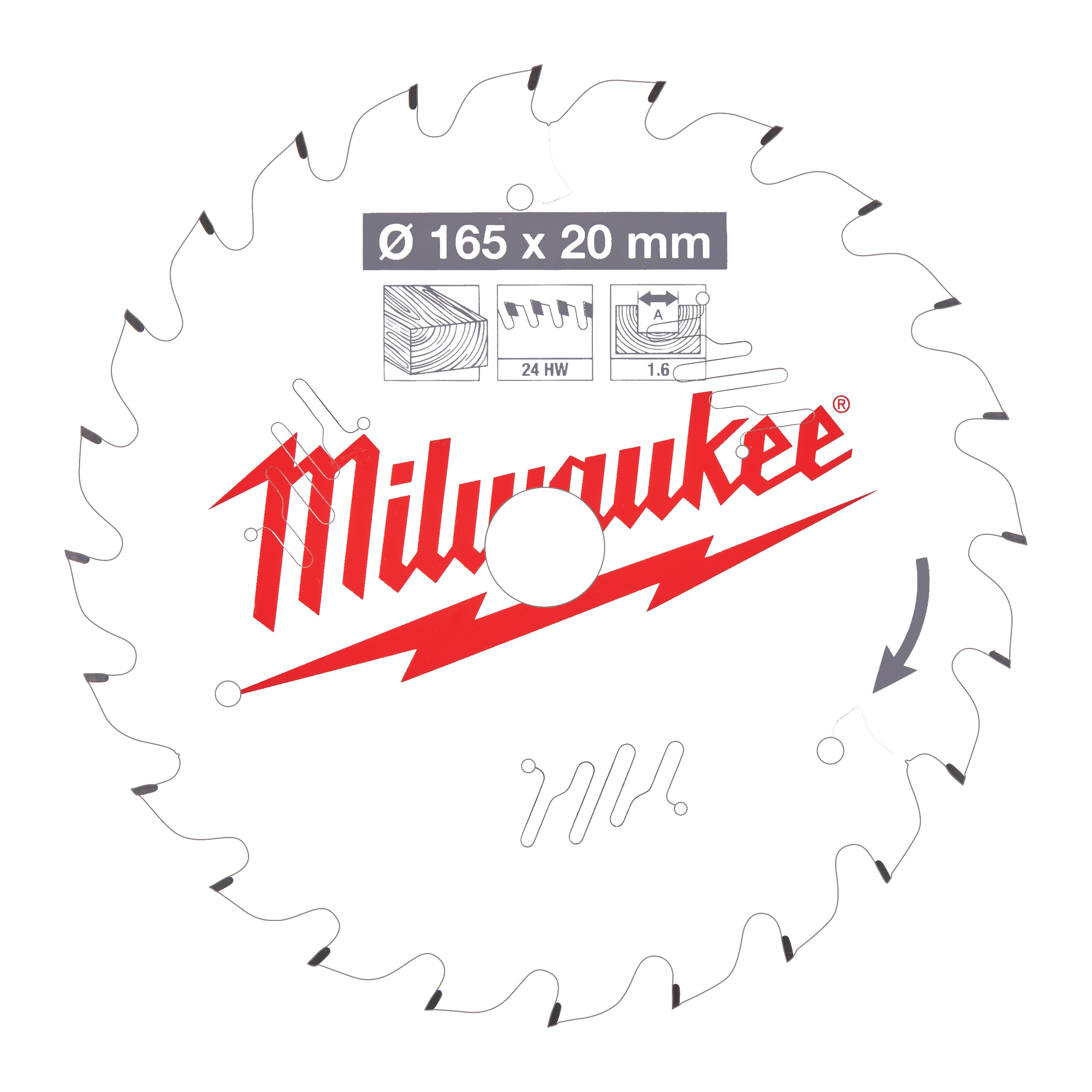 Milwaukee kotúč pilový drevo 165x20mm/24Z 4932471931