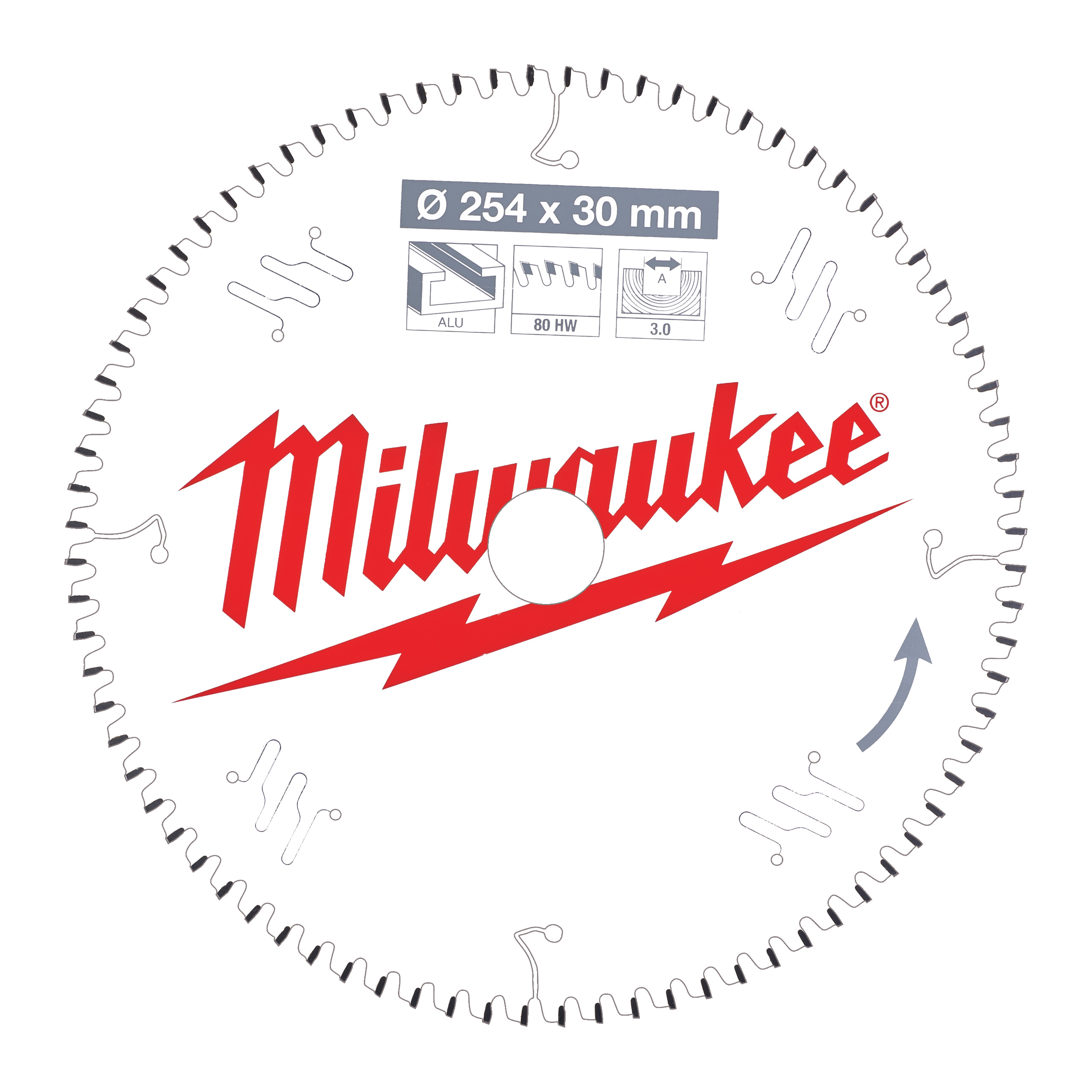Milwaukee kotúč pilový hliník/plast 254x30mm/80Z 4932471318