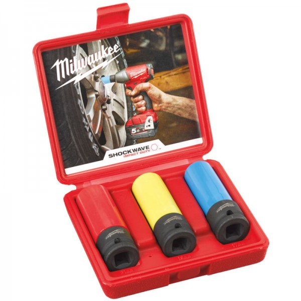 Milwaukee gola sada priemyselných hlavíc 1/2" farebné 17,19,21mm 4932493370