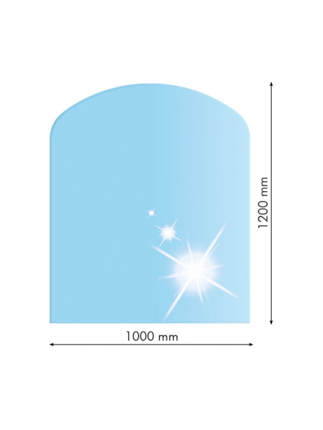 sklo pod kachle 100x120 8mm  skosený obluk 21.02.882.2 - krbové príslušenstvo | MasMasaryk
