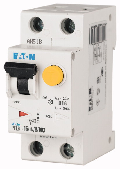 eaton prúdový chránič s ističom EATON PFL6-16/1N/B/003  - modulárne prístroje | MasMasaryk