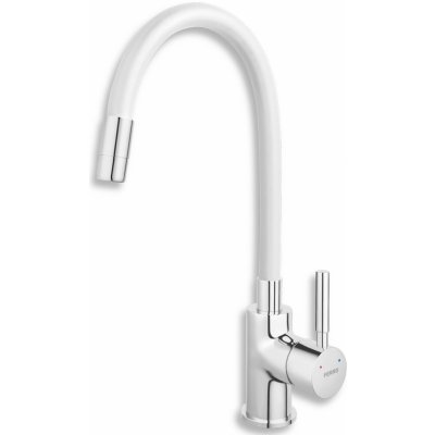 vodovodná batéria FERRO 70710,0B biela-chrom drezová, flexi rameno, výška 330 mm