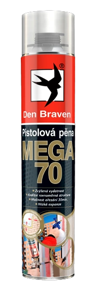 Den Braven pena pištolová nízkoexpanzná 870ml  MEGA 70 letná 40221MG 