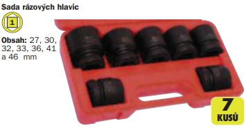 gola sada hlavíc 1" 7-diel 27-46mm krátke tvrdené 