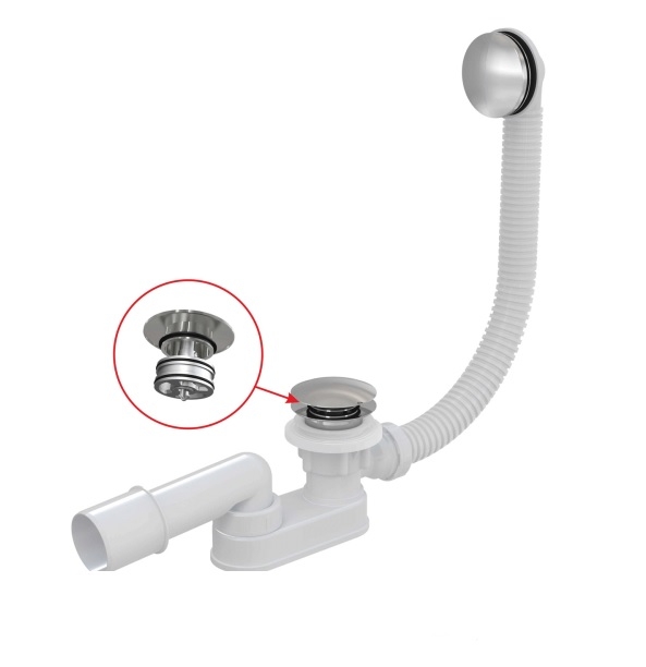 sifón vaňový  KLIK-KLAK A507CKM nízky kov vyťahovacia zátka Alcaplast