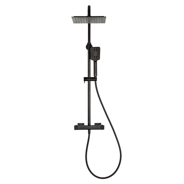 vodovodná batéria LOT SET SHOWER SKY CUBE Čierny LB47130 spr. termostat hranatý, ruč.3-pol. sprcha, hlav.250x250  výškovo nastaviteľná