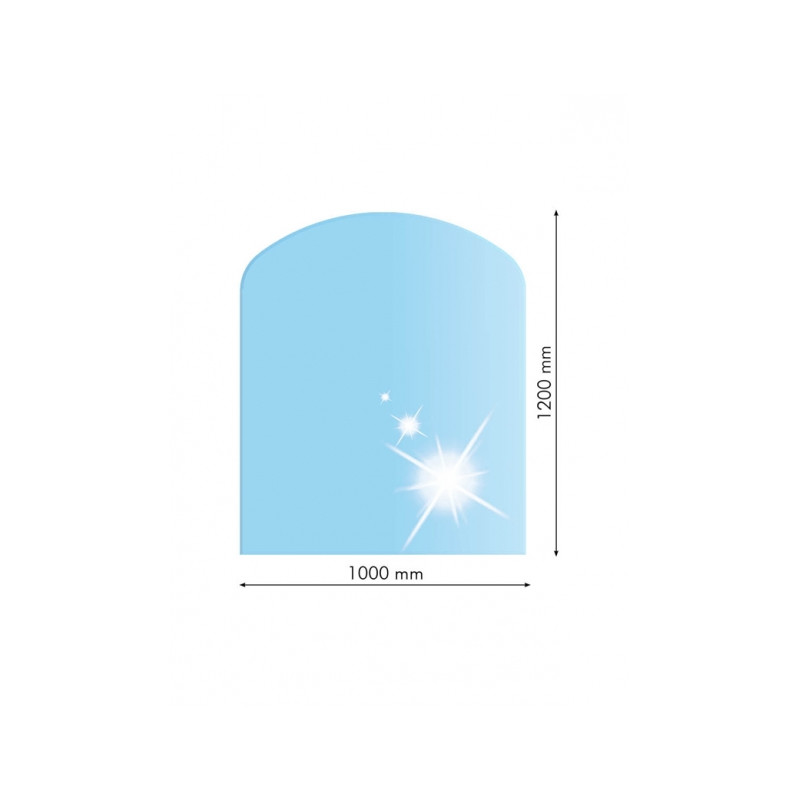 Sklo pod kachle 100x 85 6mm skosený obluk  "E1" C hrana