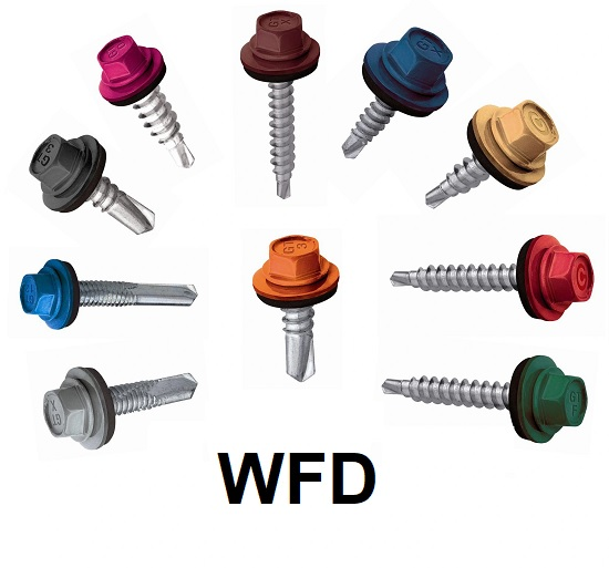 skrutka TEX  6HH  4,8x 55 WFD hnedá do dreva RAL 8017 +podložka gumenná, 