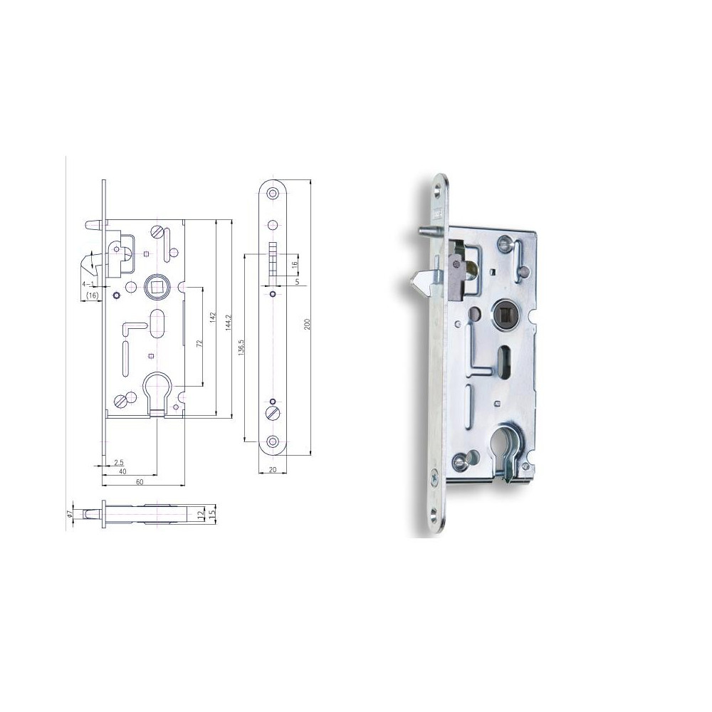 zámok  60/72 na vložku       K106a hacik na posuvné dvere