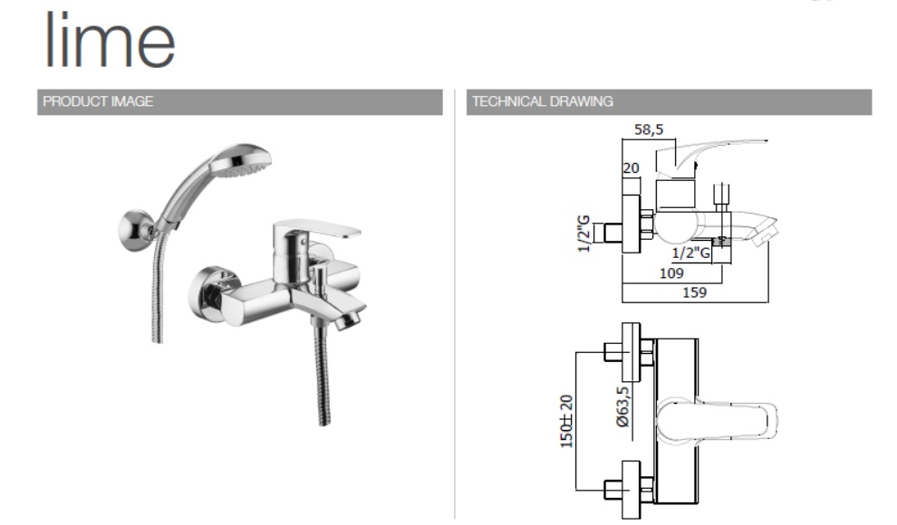 vodovodná batéria LM 022 CR vaňová bez kompletu