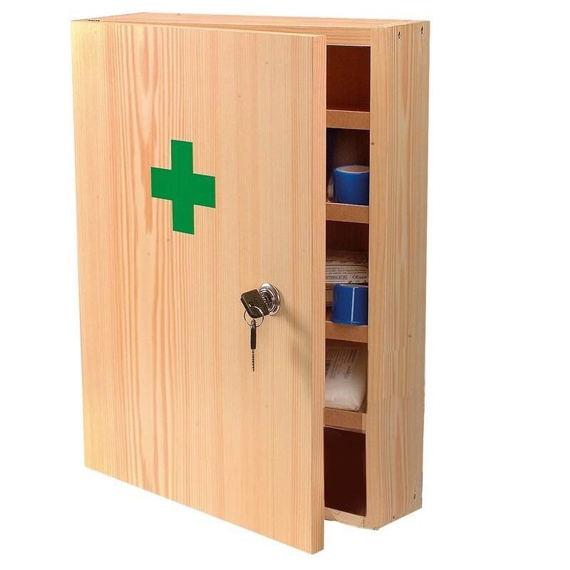 nástenná lekarnička drevená s náplňou do 15osôb