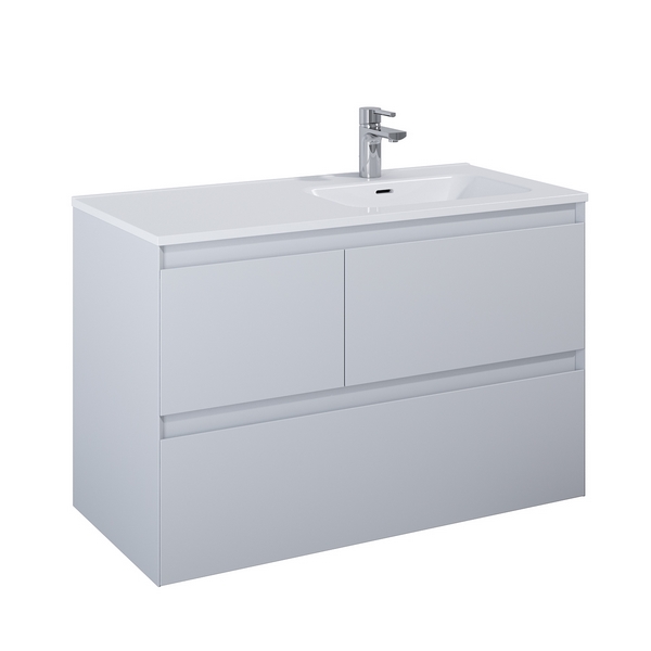 nábytok LOTOSAN AKRA LN8161 skrinka pod umýv./dosku 3Z pravá 100 (40+60)x63,5x45,8 svetlá sivá matná 