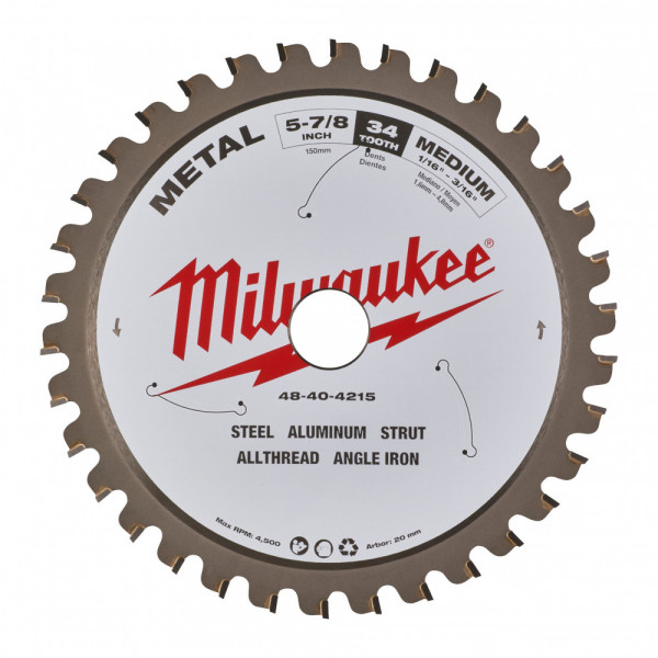 Milwaukee kotúč pilový kov 150/20mm/34Z  48404080