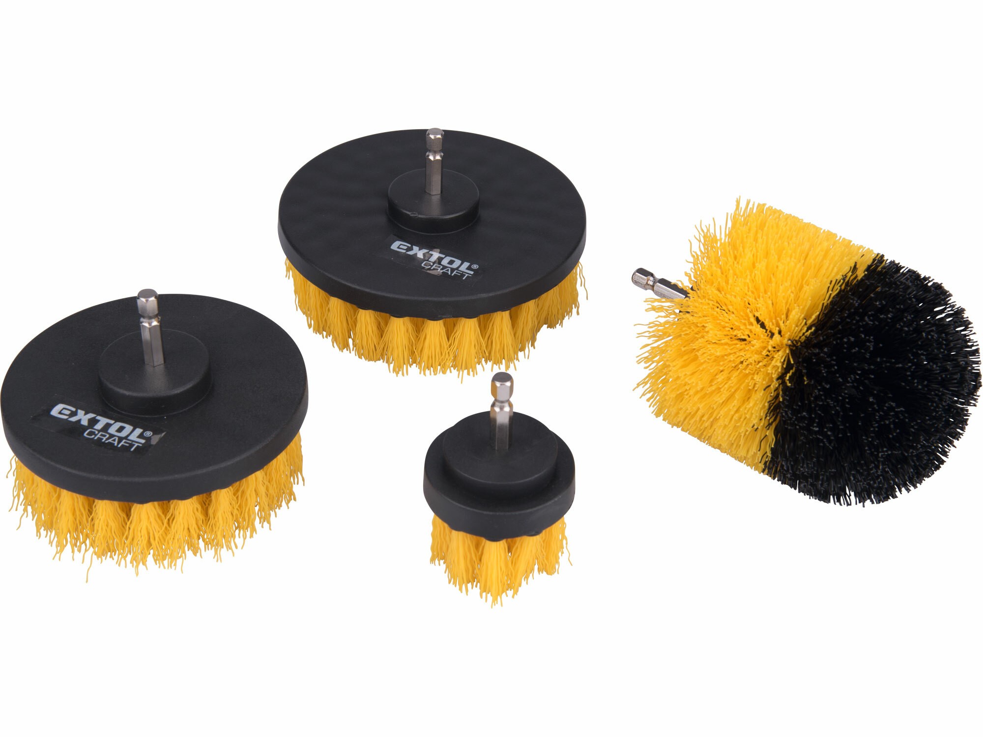 Kefy čistiace 1/4" stopka do vŕtačky sada 4ks EXTOL 