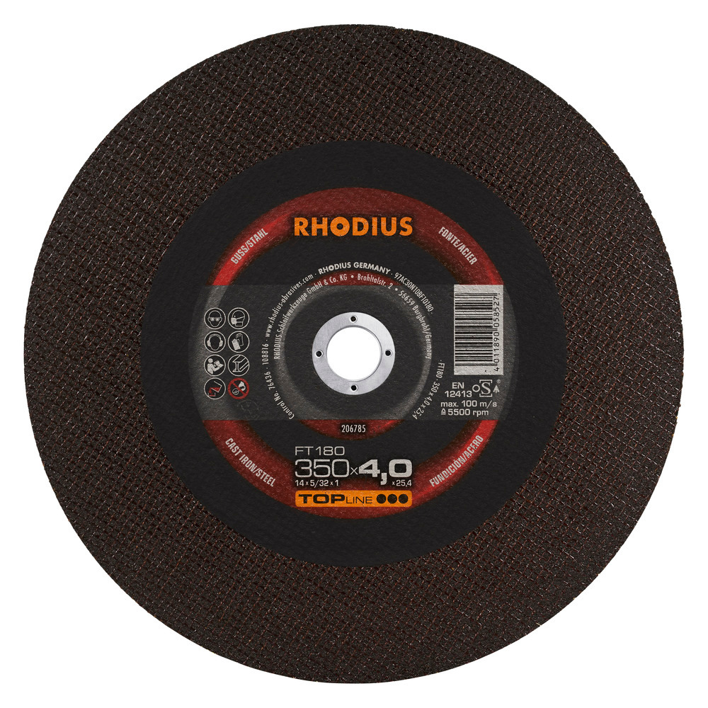 kotúč rezný Liatina 350x4,0x25,4mm Rhodius FT180 TOPline 