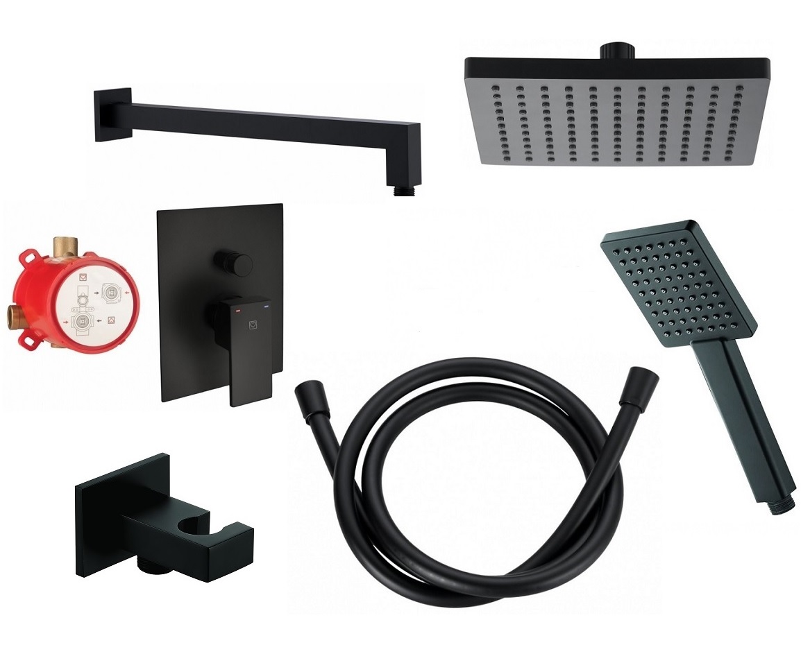 vodovodná batéria  HERZ SQB SET 1 podom. páková 2-odb.miesta+sprch.prísluš.farba čierna matná   