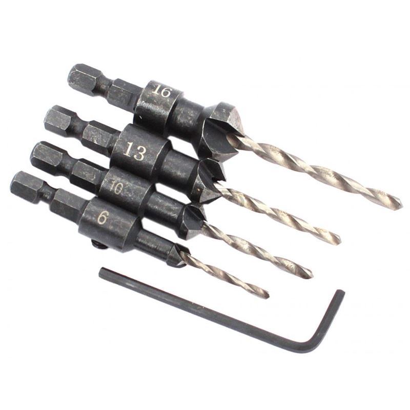 záhlbník sada do dreva s vrtákmi 3,4,5,6mm  