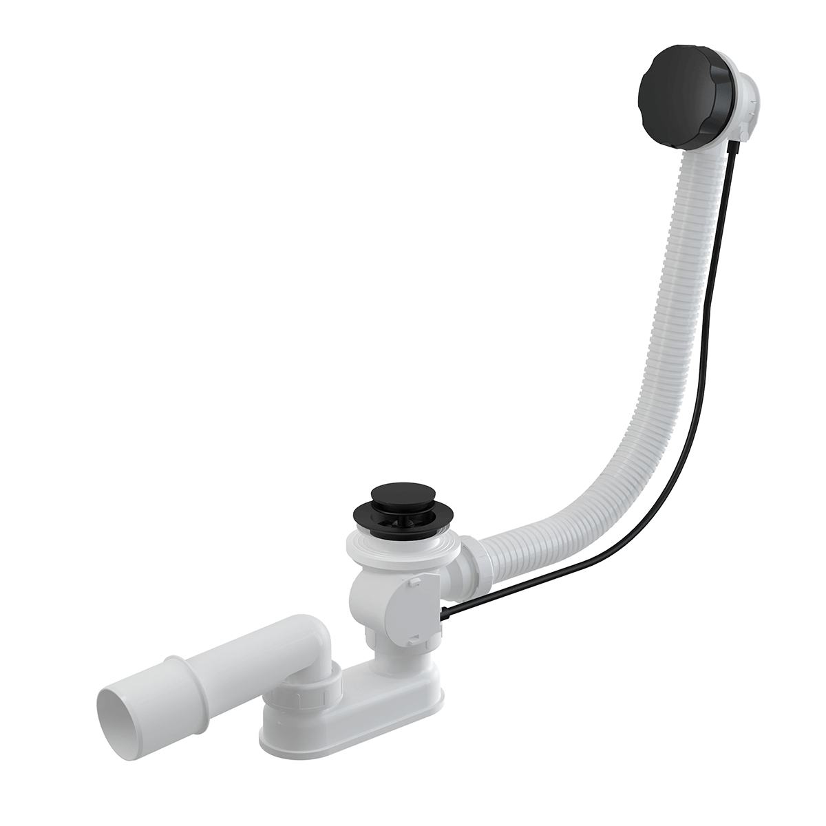 sifón vaňový automat A55BLACK komplet, farba čierna matná s ovládaním  ALCAPLAST