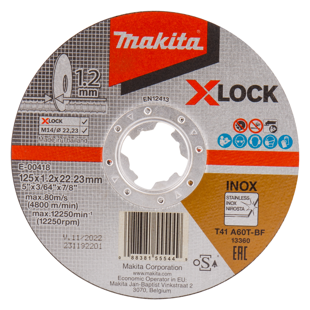 MAKITA kotúč rezný nerez/kov X-LOCK 125x1.0 E-00418
