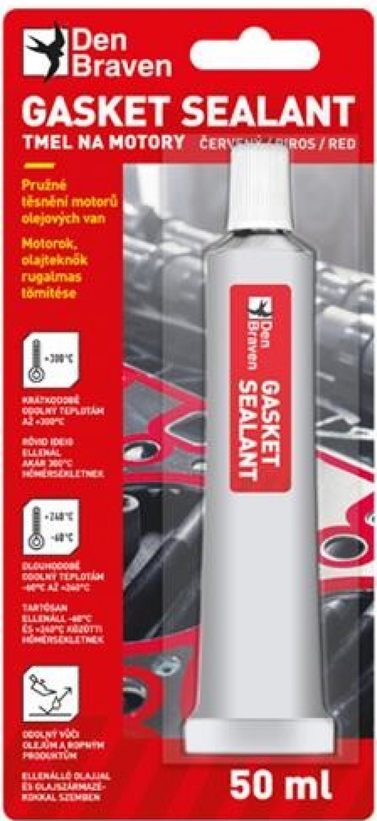 Den Braven Gasket sealant 50 ml červený  - Stavebná chémia | MasMasaryk