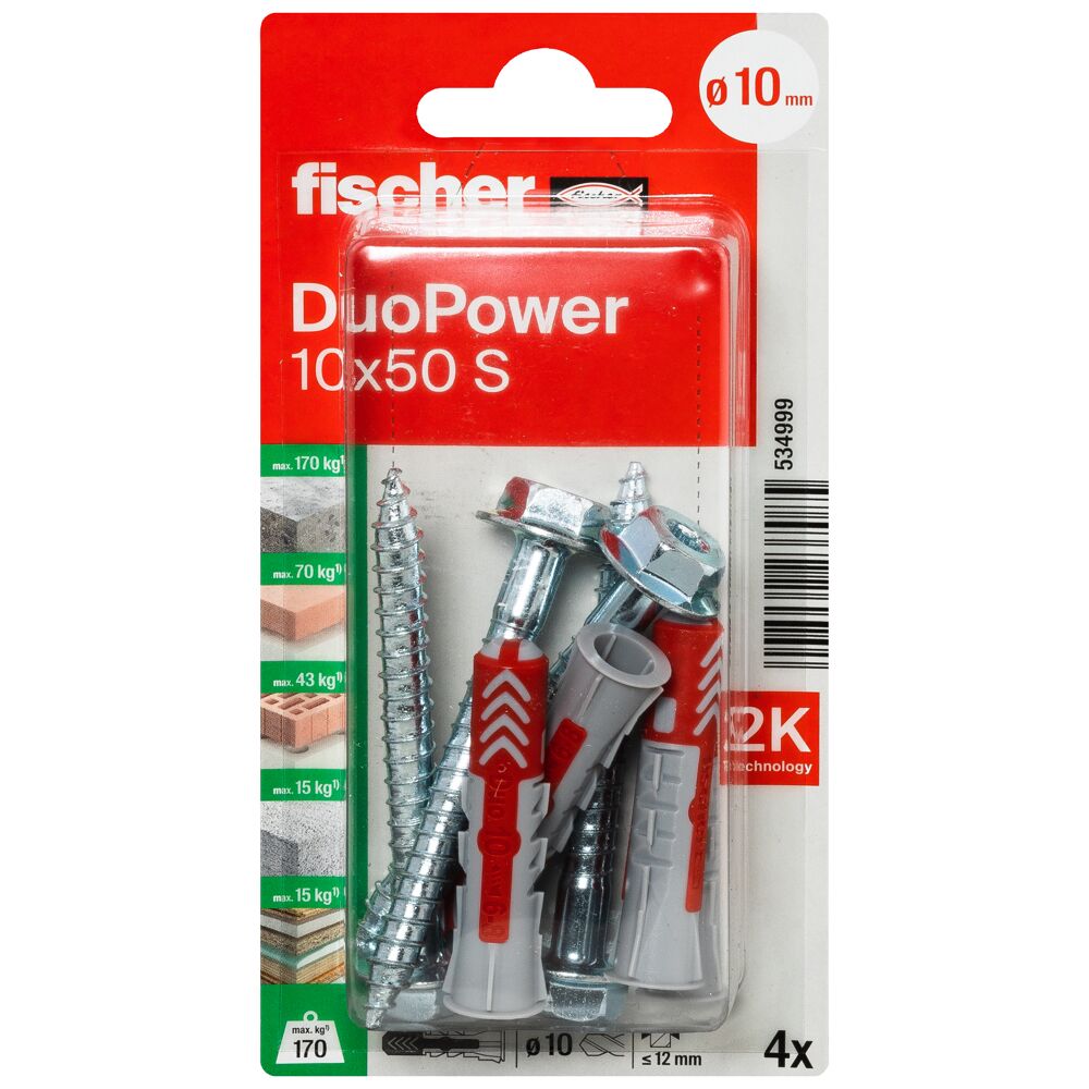 Fischer hmoždinka 10 x50 S so skrutkou DuoPower v blistri  534999