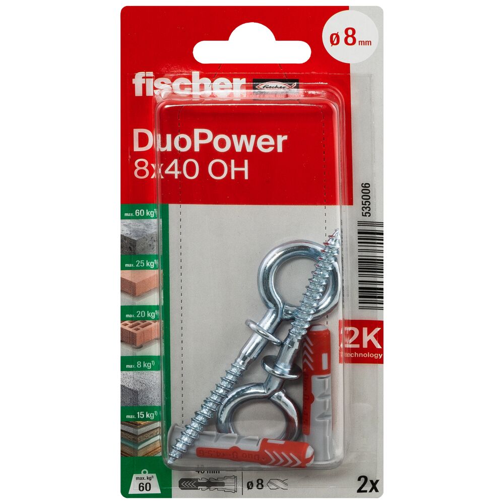 Fischer hmoždinka  8 x 40 OH s okom DuoPower v blistri 535006