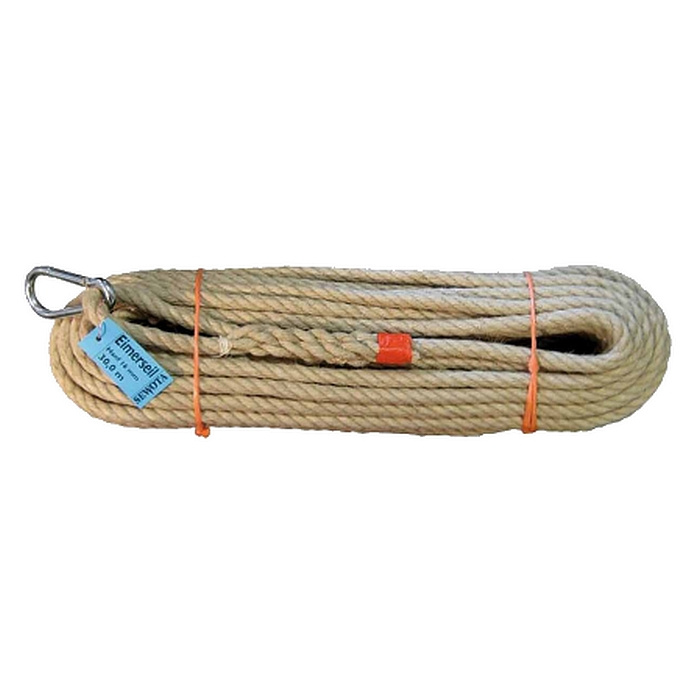 lano konopné s karabinou, pr.16mm, dĺžka 10m - Šnúry, laná, reťaze, kladky a karabinky | MasMasaryk