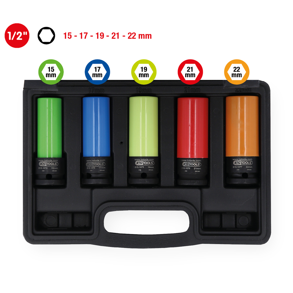 KSTOOLS sada hlavíc 1/2"  15-22mm 515.0870