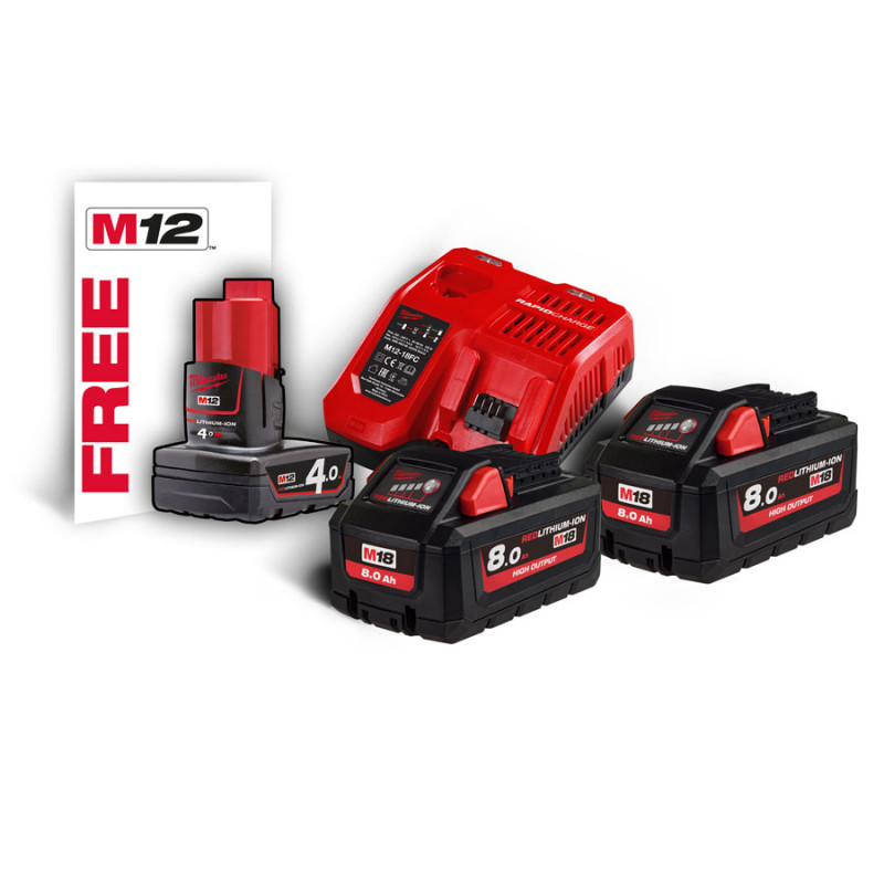 Milwaukee AKU sada akumulátorov + nabíjačka M18HNRG-802 4933471073