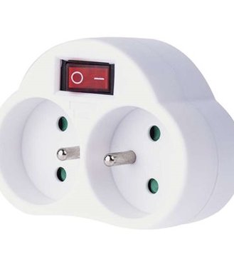 rozdvojka 250V 2xgulatá s vypínačom P0062