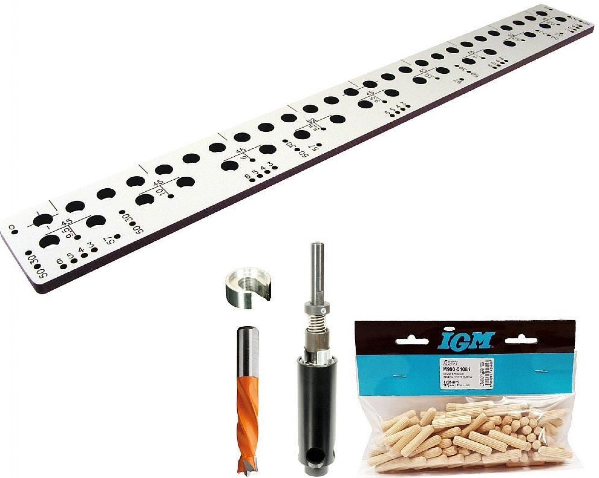 IGM Vrtacia šablóna sada 900mm + 100ks kolíkov 8x35  FKP900-set