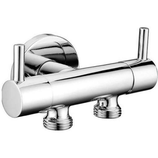 rohový ventil dvojventil 1209-04-B pre napojenie bidetovej sprchy a WC SAT G 1/2 x 3/8 x 3/8 chróm