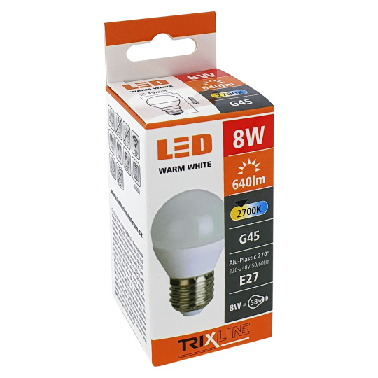 žiarovka E27 LED 8W 2700K TB G45 