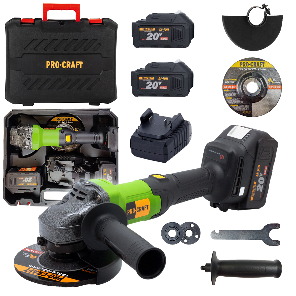 PROCRAFT AKU brúska uhlová PGA20 2x4,0Ah 20V