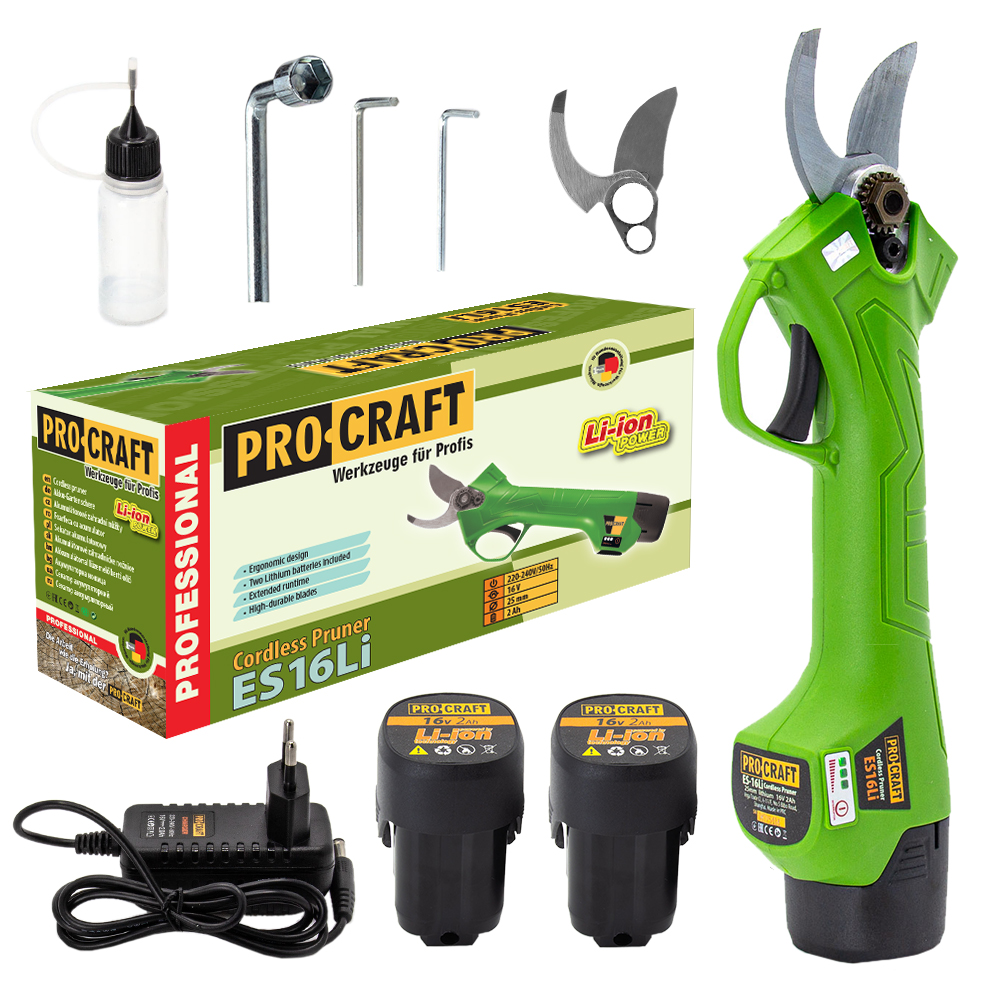 PROCRAFT AKU nožnice na konáre ES16Li  16V 2x akumlátor + nabíjačka