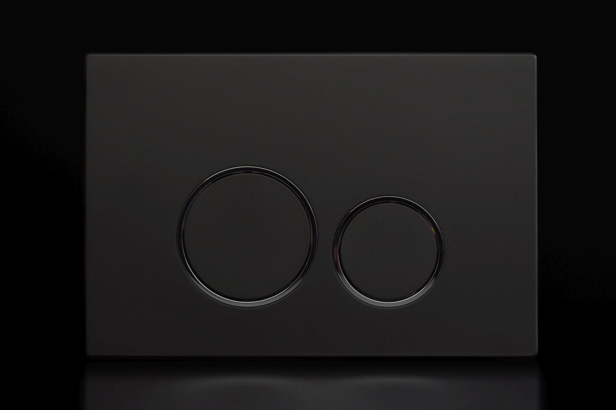 WC tlačítko UNI UTFC004 RUNDO čierna matná, krúžok chróm