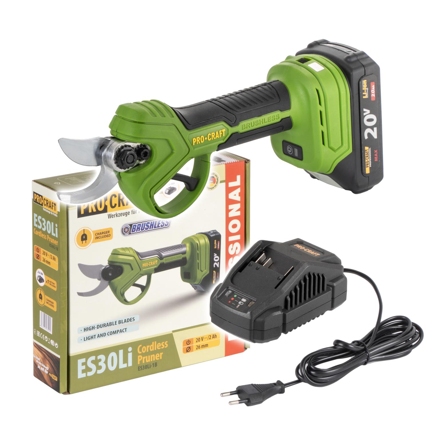 PROCRAFT AKU nožnice ES30Li1b  20V 1x akumulátor, nabíjačka