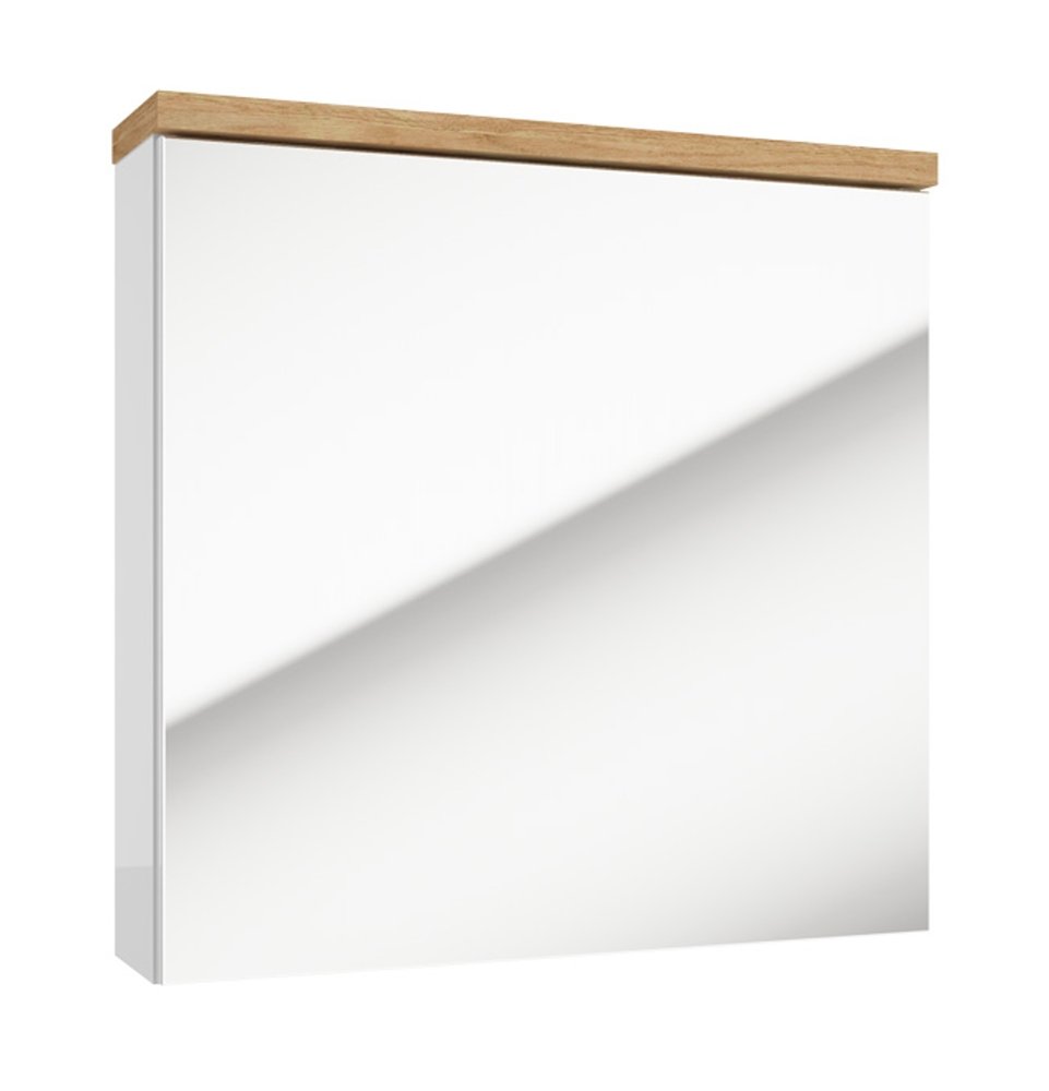 zrkadlo SPACE SYSTEM skrinka 60x60x15 1 dvierka biela lesk/dub zlatý 27879 demont