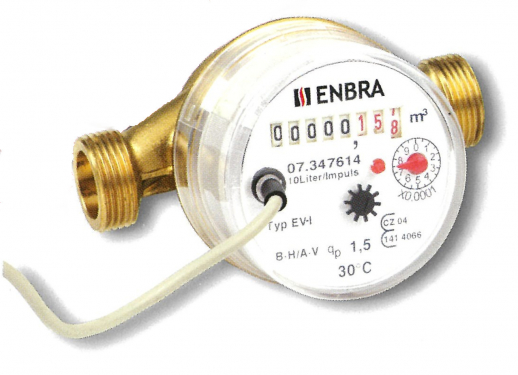 vodomer bytový 3/4"ET impuls T30 Q3 2,5m3/h  TV