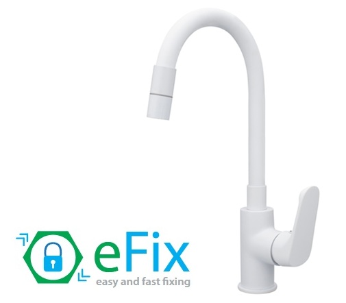 vodovodná batéria AQUARISTO Style KI112212 YOUTH WHITE drezová stojanková s bielym flexibilným ramenom