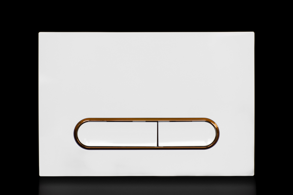 WC tlačítko UNI UTFM010 MODERN bliela lesklá/meď