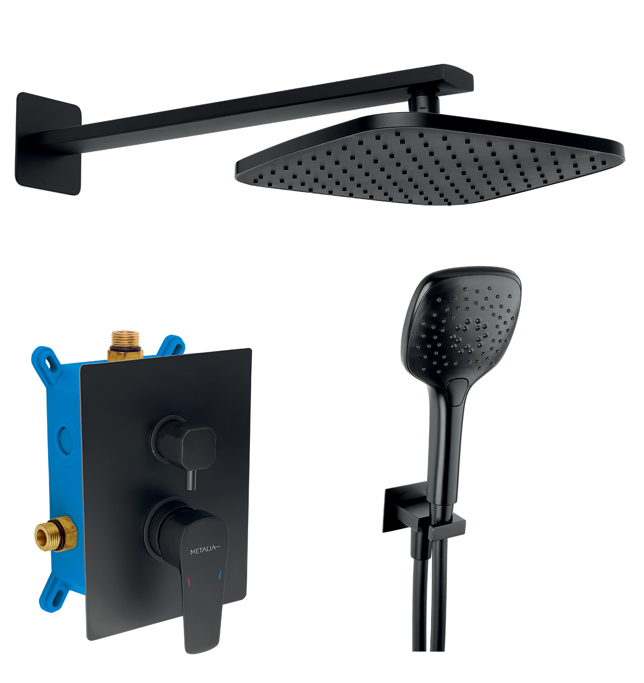 vodovodná batéria METALIA 58 čierna matná SADA58051R,5 BOX, hlavová + ručná sprcha komplet