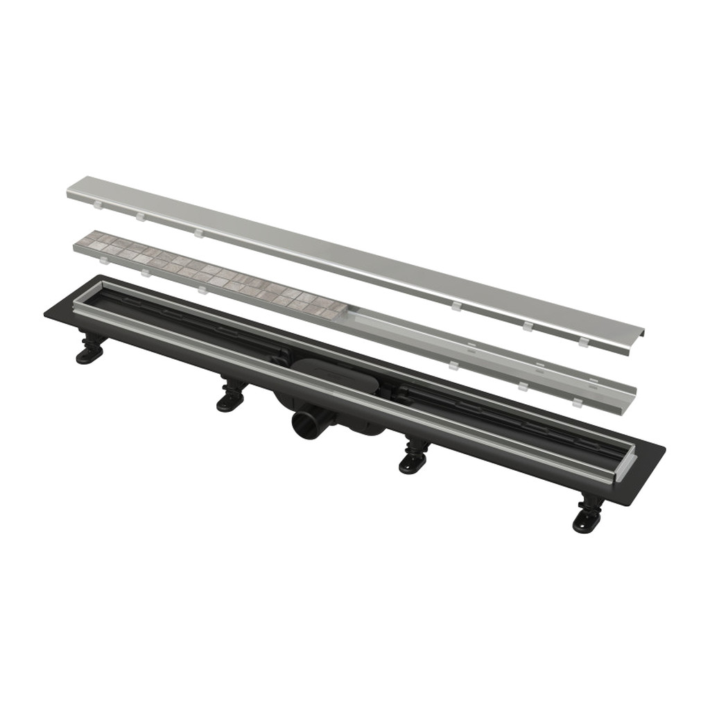 sprchový žlab ALCA APZ20-750 s nerezovým okrajom, pre obojstranný rošt, SIMPLE