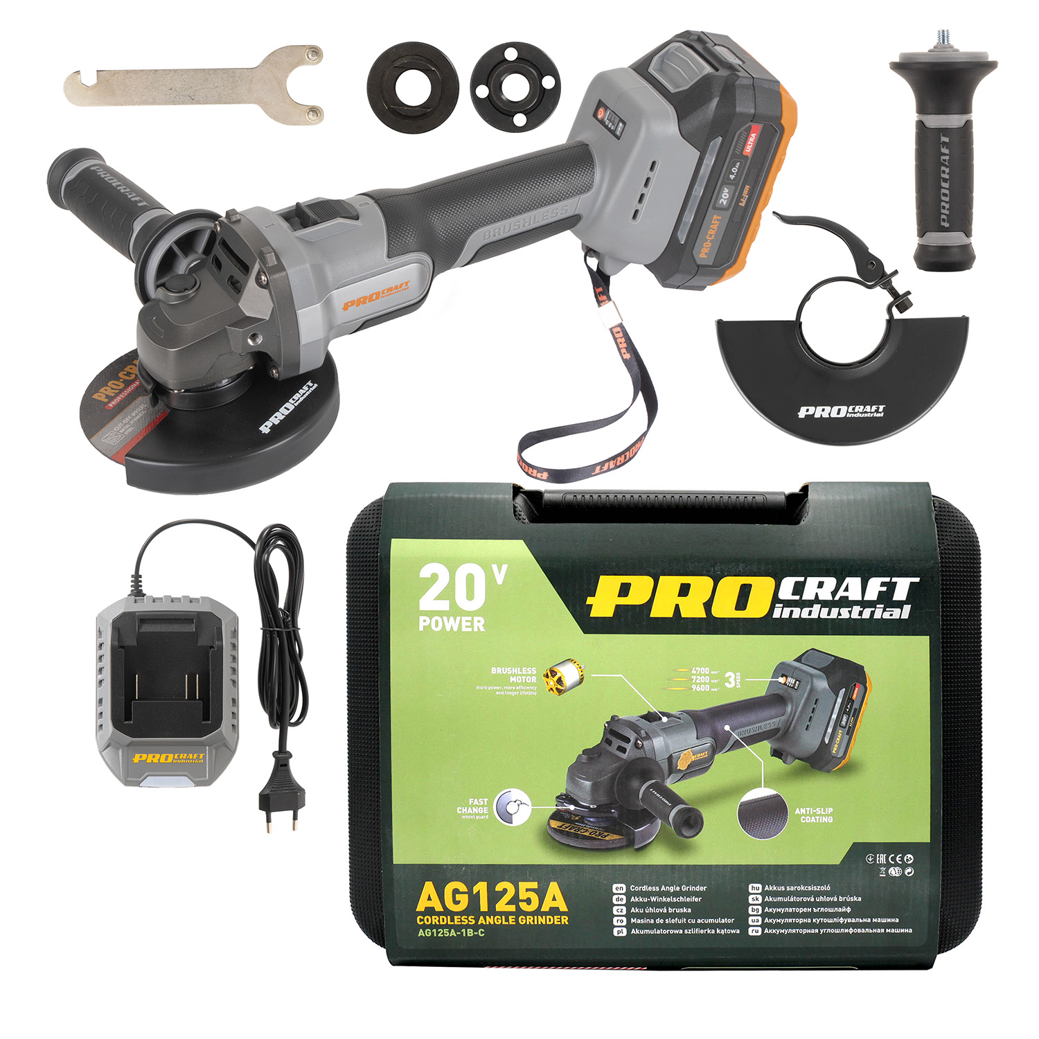 PROCRAFT AKU brúska uhlová AG125A 20V 